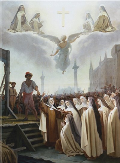 Les carmelites de Compiègne montant à la guillotine pendant la Terreur révolutionnaire de 1793