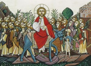 Jésus sur un âne rentre dans Jerusalem