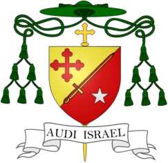 Blason de Monseigneur Aillet, avec la devise en latin : Audit israel